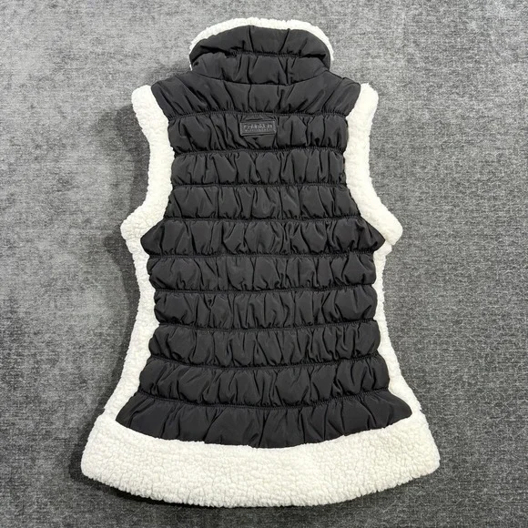 Calvin Klein Womens Performance Black Puffer Vest White Sherpa Lining Size Small - Picture 2 of 11